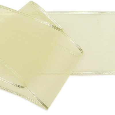 Лента для бантов (капрон) с мет. краем, 7 см, 25 м (желтый) С3502