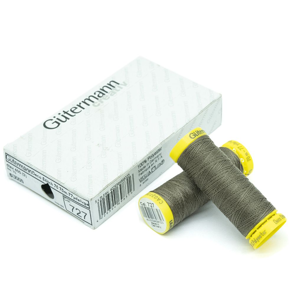 Нитки отделочные Gutermann Deco Stitch 70, 70м, 727 дымчато серо-зеленый, 5 катушек
