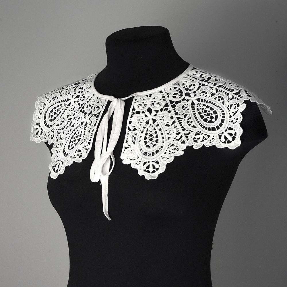 Пришивной кружевной воротник TBY.13/185 цв.белый уп.1шт, Kruzhevo
