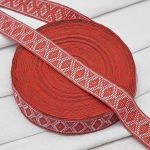 Лента (тесьма) жаккардовая 30.0 мм / 25±1 метров, рис. 9854, красный/зеленый/белый, С3881Г17
