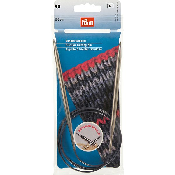 Спицы круговые ⌀6.0 мм, 100 см, 1 шт, серебристые, Prym 212186