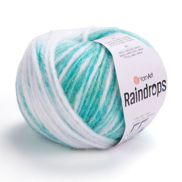 Пряжа YarnArt (ЯрнАрт) Raindrops / уп.10 мот. по 50 г, 115 м, 2904 бирюзовый меланж