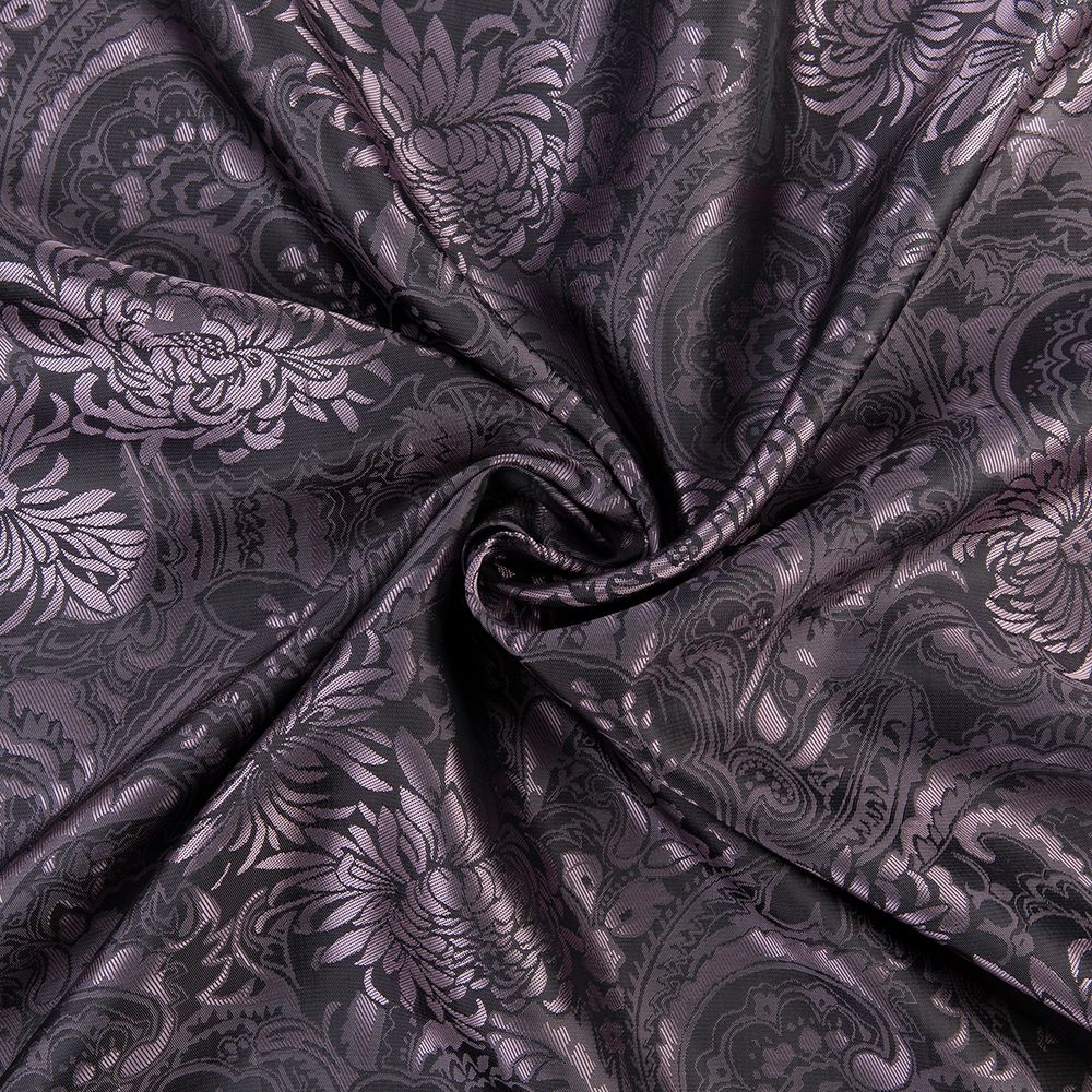 Ткань подкладочная (таффета) с рисунком 96 г/м², 500х145 см, 109 т.фиолетово-розовый (растительный орнамент), Gamma JTR