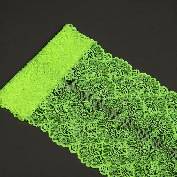 Кружево бельевое эластичное 195 мм / 10 м, 8034, цв.F229 зелено-желтый неон, Kruzhevo