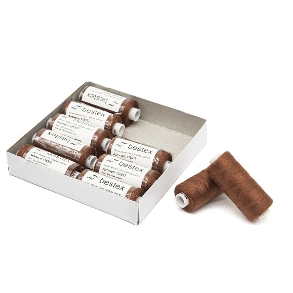 Нитки швейные бытовые Bestex 40/2, 365 м (400 ярд) / 10 кат., 062 коричневый