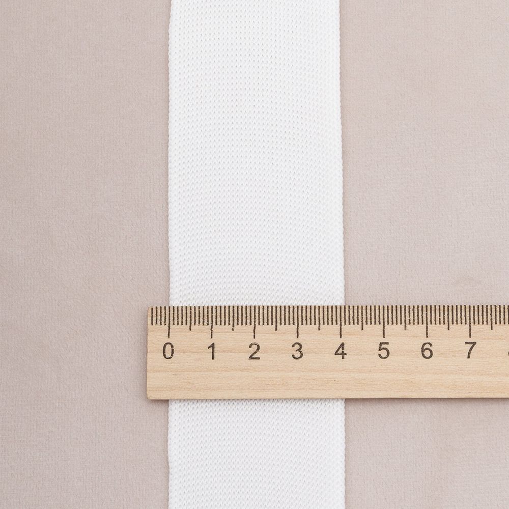 Тесьма отделочная трикотажная 40 мм / 70 метров, белый, 3AR3043