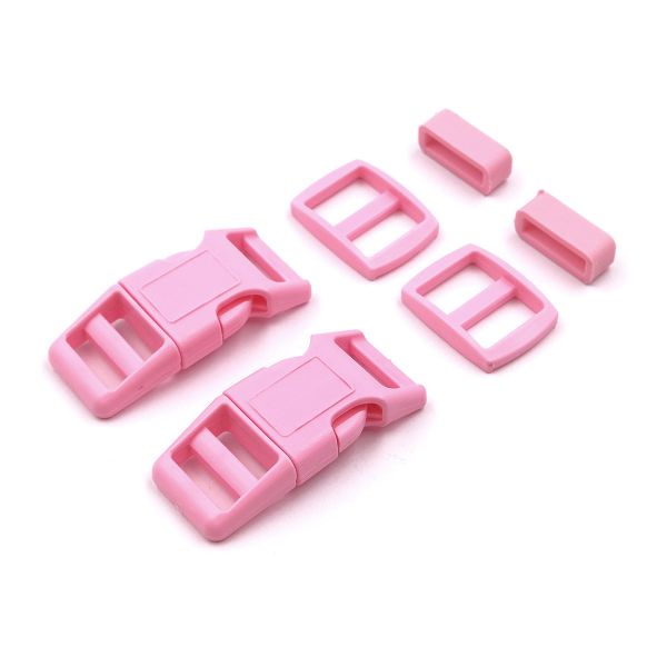 Фастекс (пряжка трезубец), рамка и рамка-регулятор 15мм, пластик, (2 компл.) Hobby&Pro, св.розовый, A03001037-15