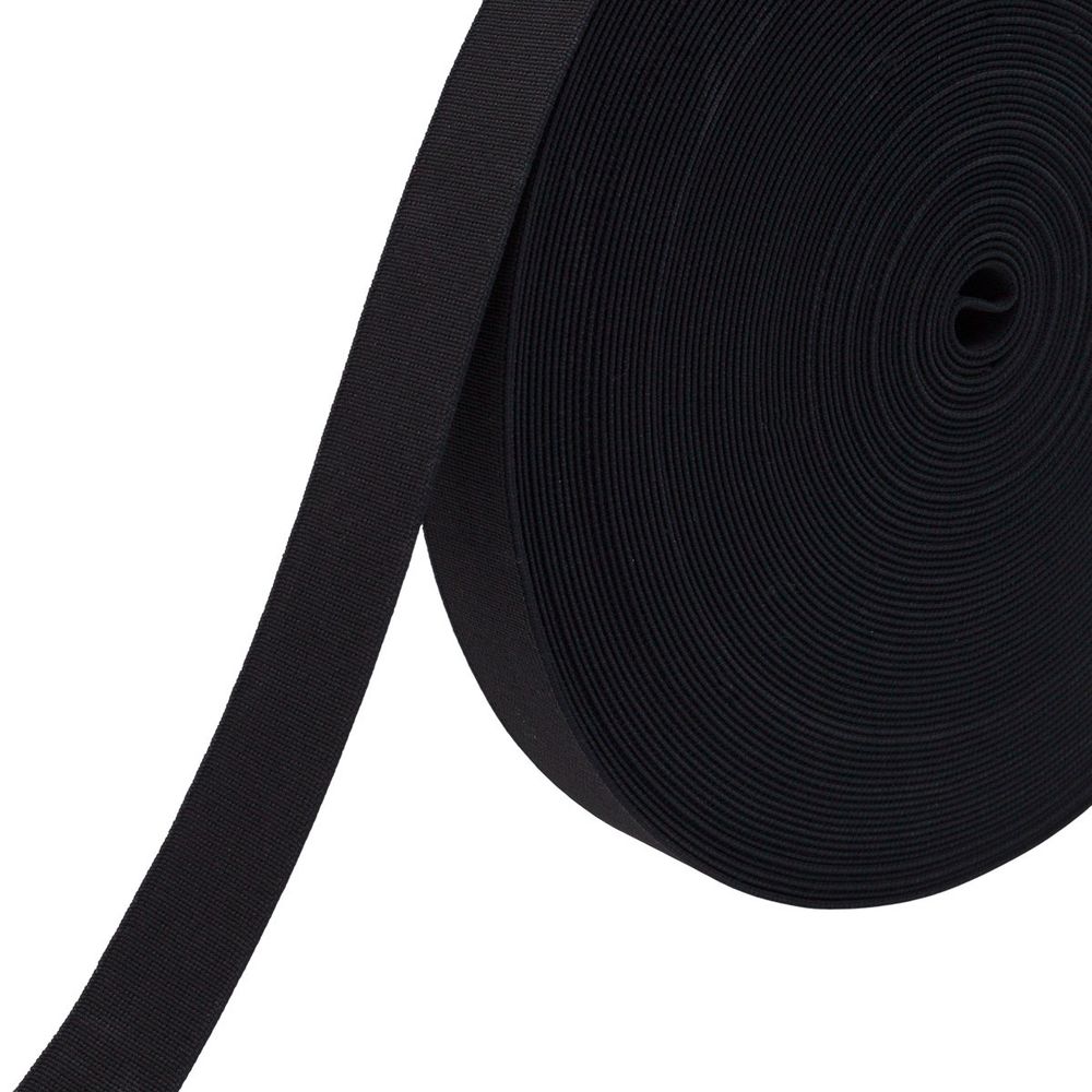 Резинка башмачная 25.0 мм / 25 метров, тканая аппретированная, 20.8 г/п.м., черная, 5025Ч