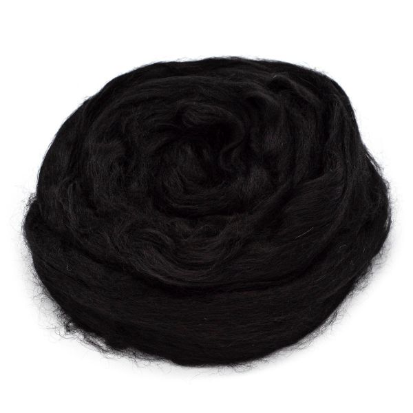 Шерсть для валяния вискоза Троицкая, 1х50 г (19-20 мкр), 02 черный