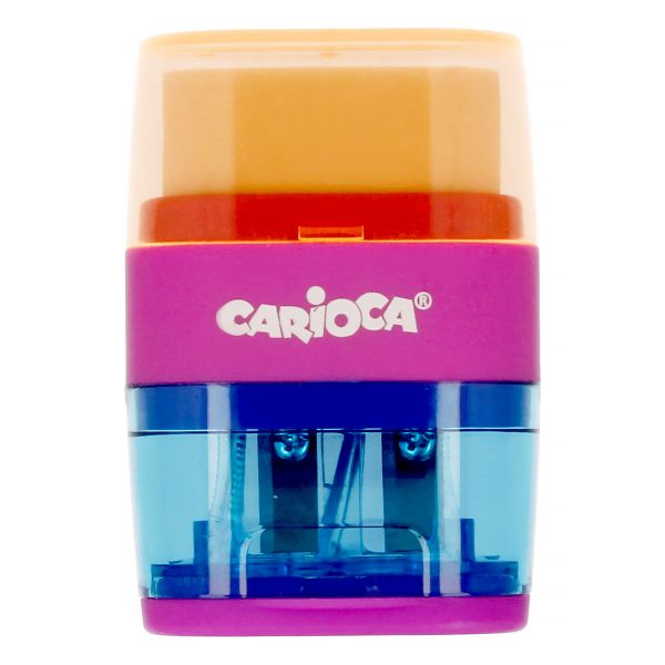 Точилка с двумя отверстиями, в комплекте с ластиком 12 шт, 43108, Carioca