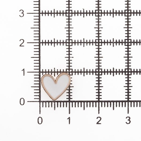 Пуговицы на ножке фигурная Сердце 16L (10мм), металл (White/G (белый/золото)), MEs-2012, 36 шт