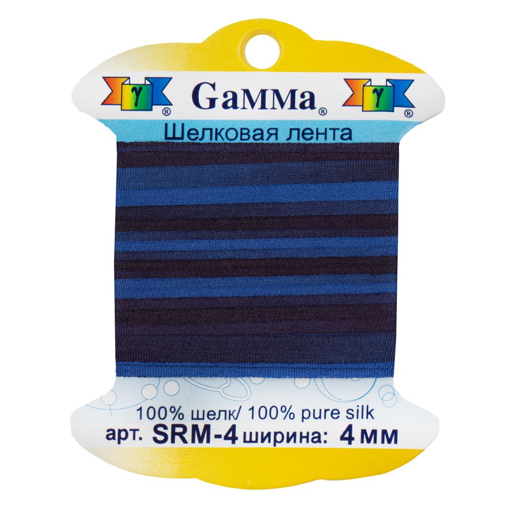 Лента (тесьма) шелковая 4.0 мм / 9.1±0.5 метров, M140 синий/т.фиолетовый, Gamma SRM-4