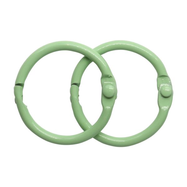 Кольца для альбомов разъемные металл 25 мм, 10 шт, светло-зеленый, 5AS-103