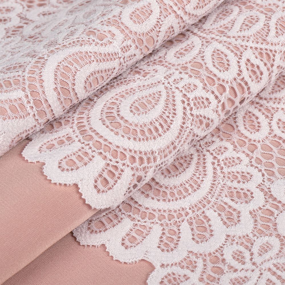 Кружево эластичное (стрейч) арт.YSTL00839 205мм цв.004 сумрачно-белый уп.25м, Kruzhevo