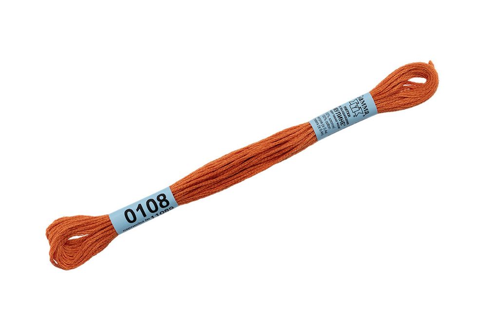 Мулине Gamma 100% хлопок, цв.0108 яр-оранжевый, 24 мотка по 8 метров