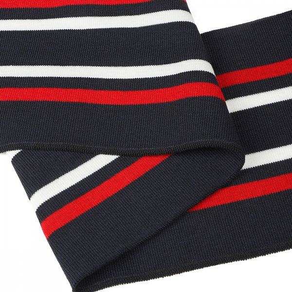 Подвяз (довяз) трикотажный 14.0х100 см, т.синий с белой и красной полосами, двухслойный, 100% п/э, 5 штук