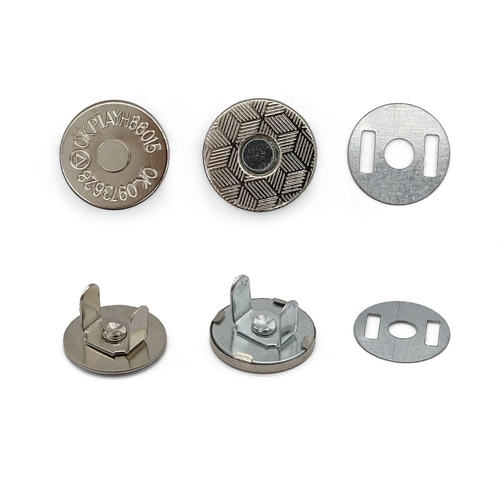 Кнопка магнитная металл ⌀14.0 мм, никель, 20 шт, S090661