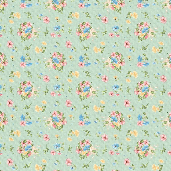 Ткань для пэчворка Peppy Нежная история, рулон 112 см / 5 метров, НИ-10 зеленый, Peppy