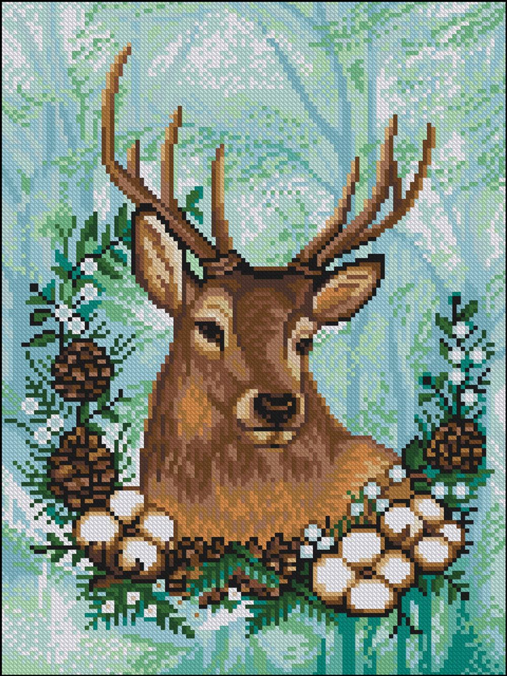 Алмазная (кристальная) мозаика Фрея, Праздничный олень 30х40 см