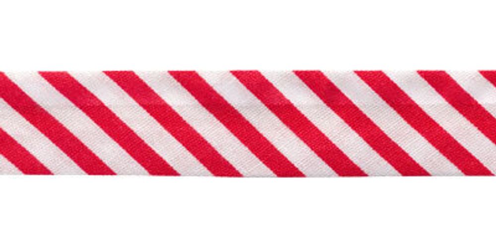 Косая бейка хлопковая 15 мм / 22.8 метров, 019 красные полосы, Gamma GBF-15