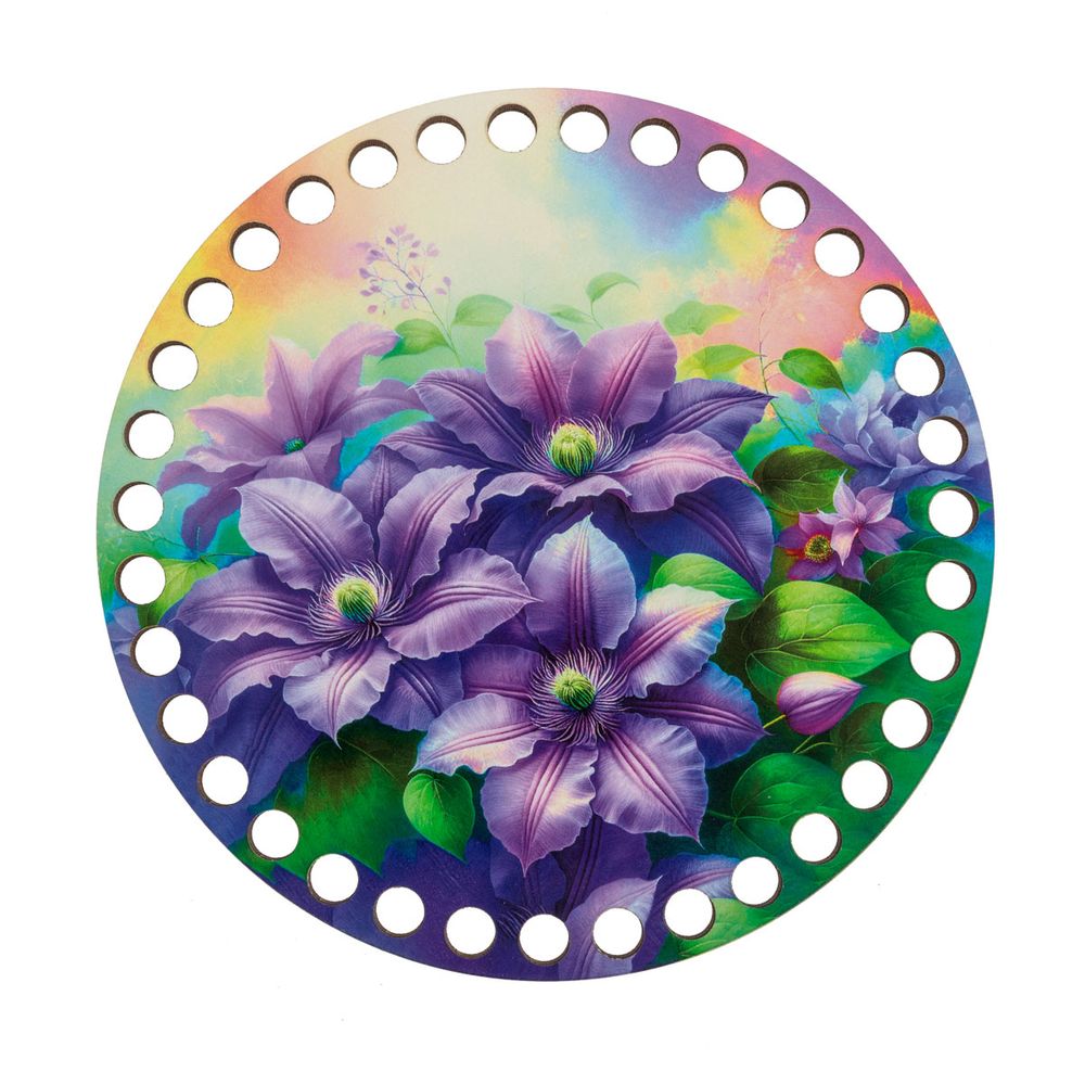 Набор донышек для вязания Глянцевый фанера ⌀15х0.4 см, 2 шт, 06 Клематис, Love2art ДВ-01