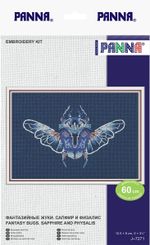 Набор для вышивания нитками Panna, Фантазийные жуки. Сапфир и физалис, 12.5х9 см