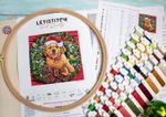 Набор для вышивания нитками LetiStitch, Рождественский щенок, 26х26 см
