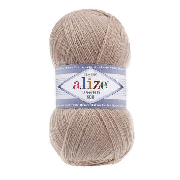 Пряжа Alize (Ализе) Lana Gold 800 / уп.5 мот. по 100 г, 800м, 005 бежевый A