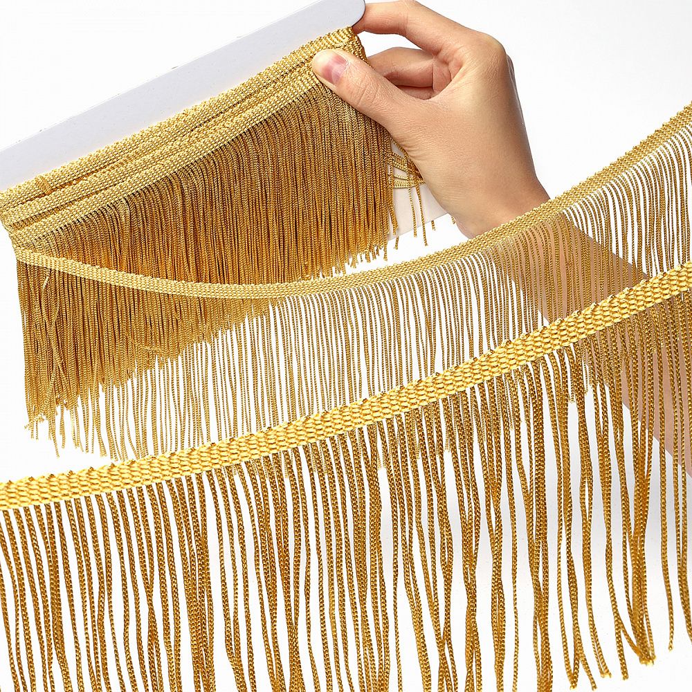 Бахрома отделочная широкая 150.0 мм / 4.5 метра, цв.золото