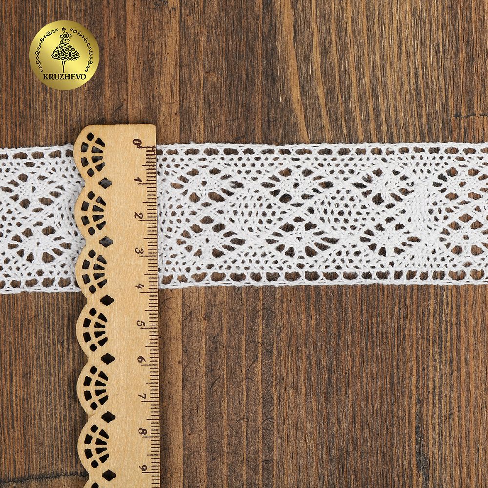 Кружево вязаное (тесьма) 40 мм / 10 метров, 5818 цв.02 белый, Kruzhevo