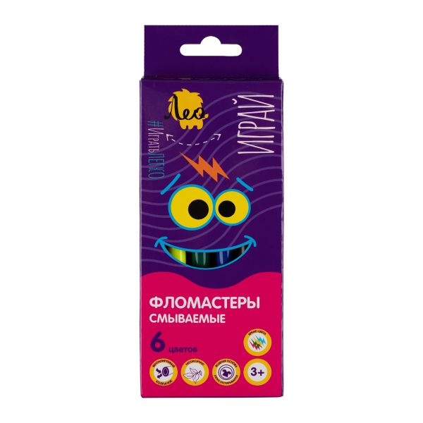 Фломастеры смываемые 6 цв, Лео LPFP-06