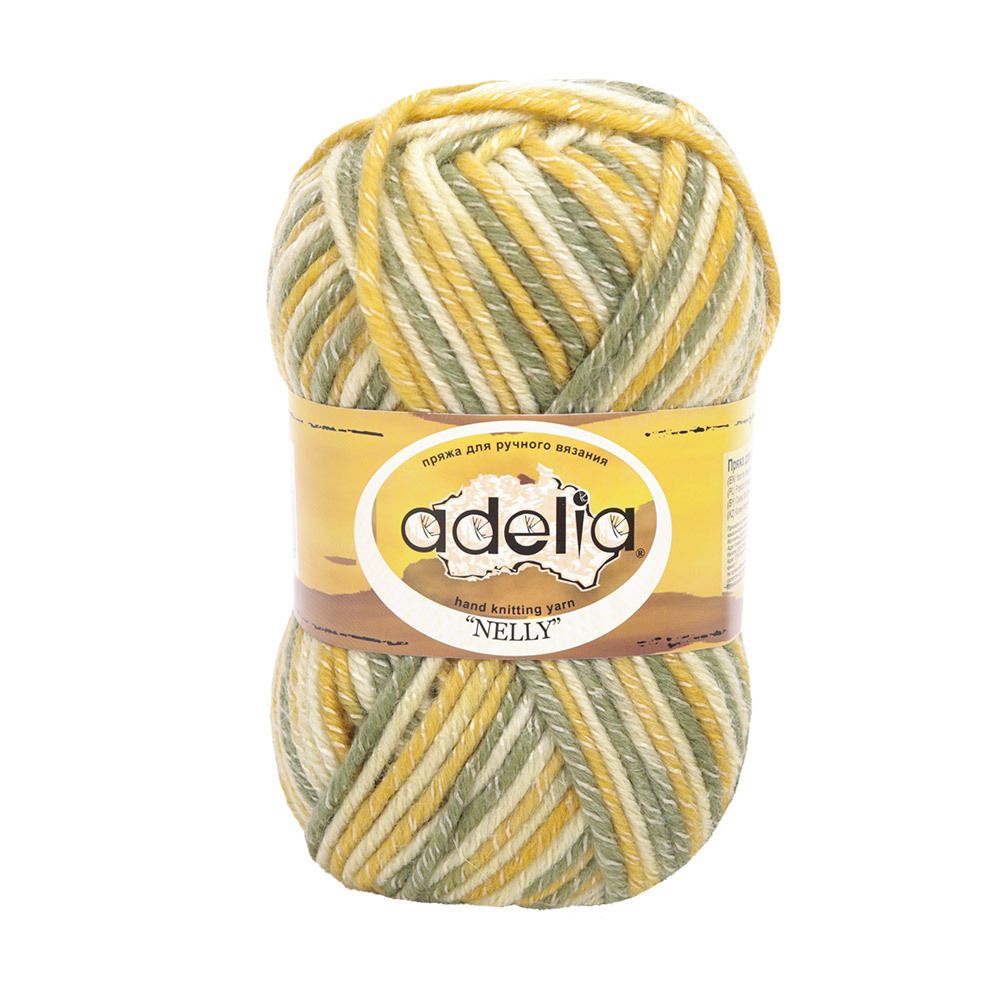 Пряжа Adelia Nelly / уп.5 мот. по 100г, 100м, 24 св.хаки-св.горчичный