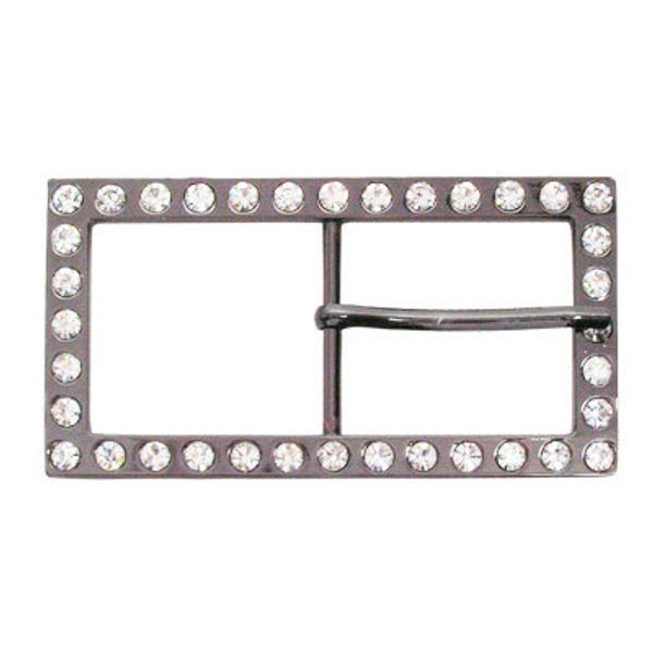 Пряжка ременная металл 100х53 мм, 2 шт, со стразами, 04 никель (прозрачный), Micron GB 1344