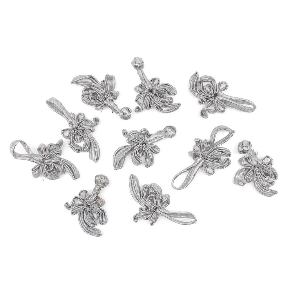 Сутажная застежка, 9 см (серебро), NO.3, 5 шт