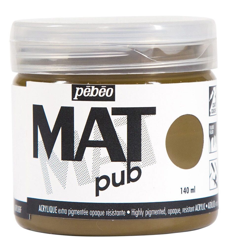 Краска акриловая экстра матовая Mat Pub 1, 140 мл, 256021 умбра натуральная, Pebeo