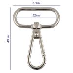 Карабин металл 32.0 мм (49х37 мм), 10 шт, 04 никель, Gamma GH 111/32/10