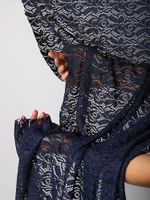 Ткань кружевная гипюр стрейч 160 г/м², ш.150см, арт.SZ031636 цв.142 темно-синий, уп.25м