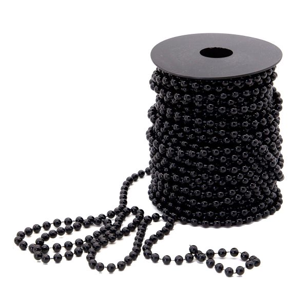 Жемчуг на нитке 6 мм, 25м (черный), 25 м