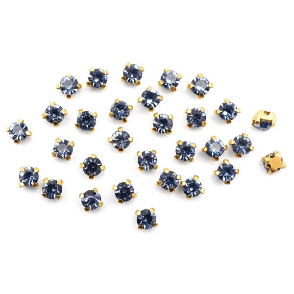 Хрустальные стразы в цапах круглые (золото) св.голубой 4х4 мм, 29-30 шт/упак. Astra&Craft, ЗЦ006НН44