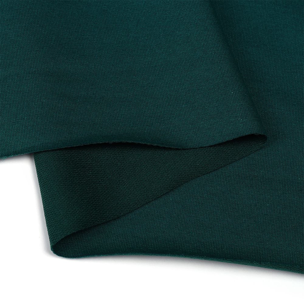 Футер 2-нитка петля гладкокрашеный, 230 г/м², 74% х/б, 21% п/э, 5% эласт, 180 см, цв. зеленый опал, 6м /TOS/