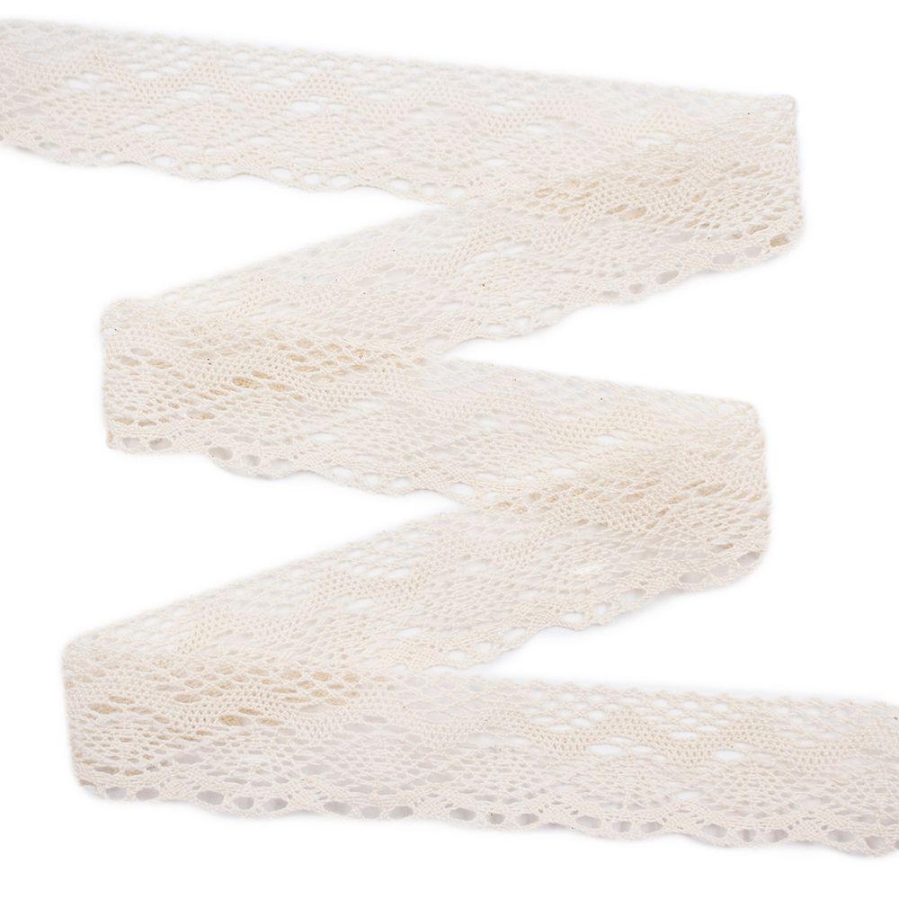 Кружево вязаное (тесьма) 38 мм / 25 метров, рис.38.01.054 (суровый), С3749Г17