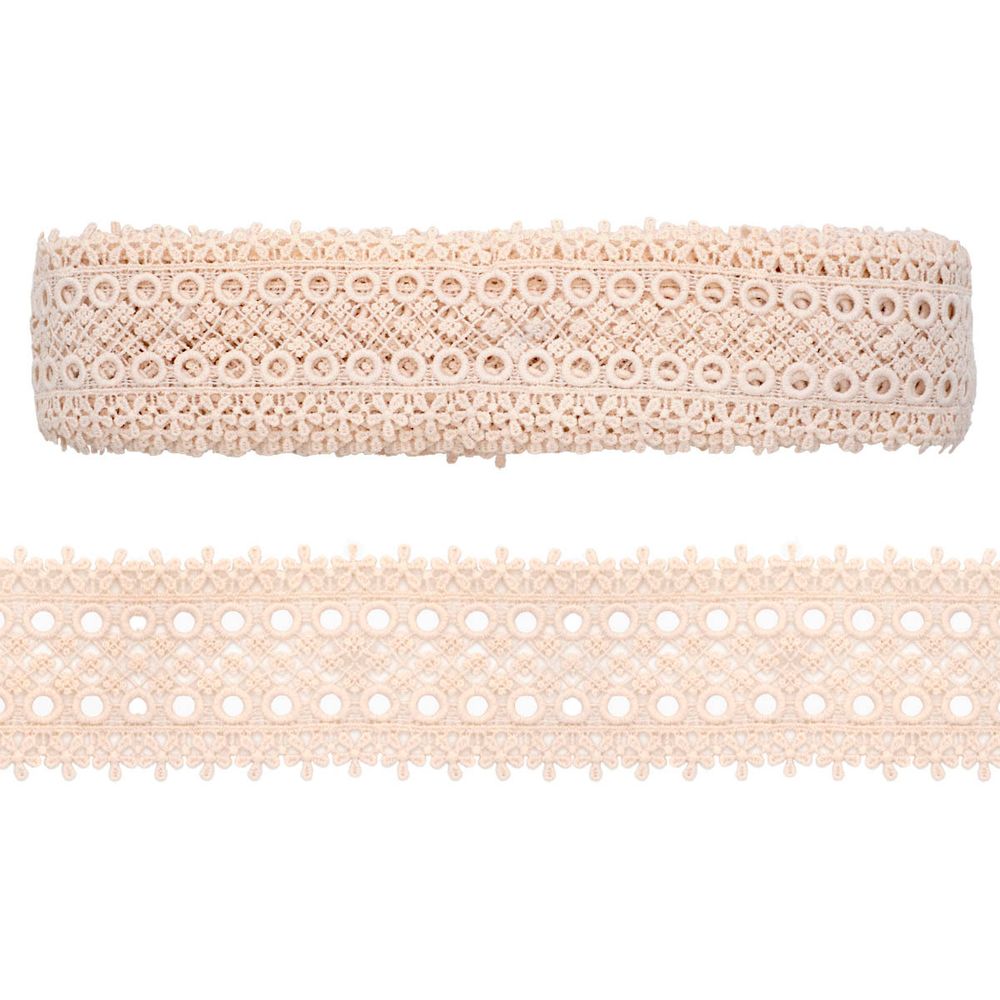 Кружево гипюр (плетёное) 63 мм, матовая нить, NN236 молочный, 13.72 м