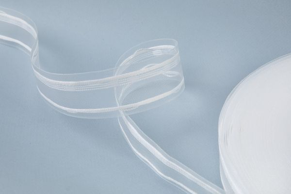 Лента (тесьма) шторная: сборка шахматная (1:2.5) 42 мм / 50 метров, прозрачный, Blitz T742S