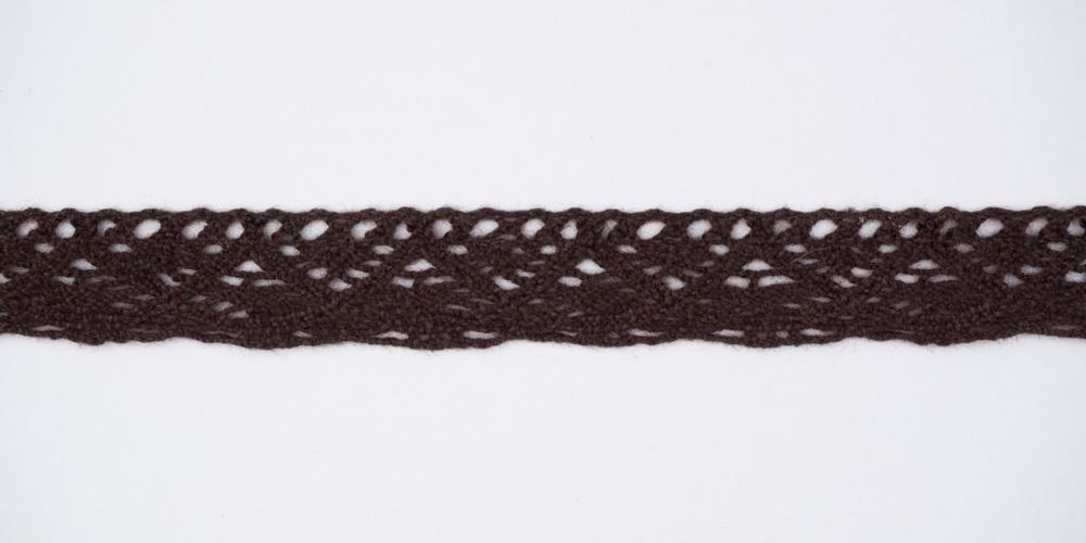 Кружево вязаное (тесьма) 16 мм цв.коричневый, Alfa, 25 метров, AF-118-078 Кружево вязаное (тесьма) 16 мм цв.коричневый, Alfa, 25 метров, AF-118-078