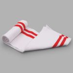 Подвяз (довяз) трикотажный 7.5х80 см, однослойный в полоску, белый/красный цв.820