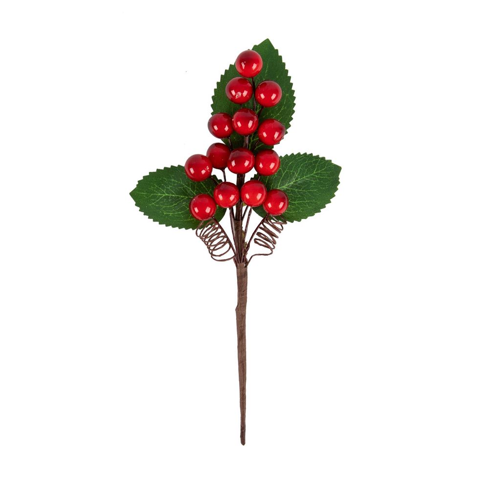 Веточка декоративная с ягодами 18 см, 3 шт, 01, Blumentag