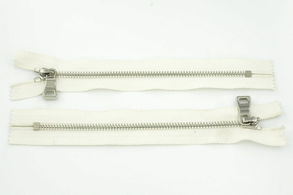Молния металлическая Т5 (5 мм) 1 зам., н/раз., 18 см, никель, цв.D841 белый, MZipper Premium, 1 шт