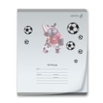 Тетрадь ученическая школьная пластик. обложкой 180 мкм. с трафарет. печатью, цвет.запечат.титул лист A5 12 л. на скобе 65 г/м², белизна 100% 25 шт клетка, 01391 Футбол, Светоч Т68