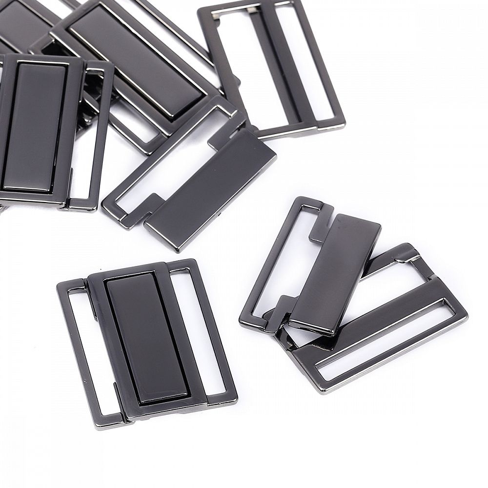 Пряжка-застежка для купальников металл 25.0 мм, 123SW цв.черный никель уп.10 шт