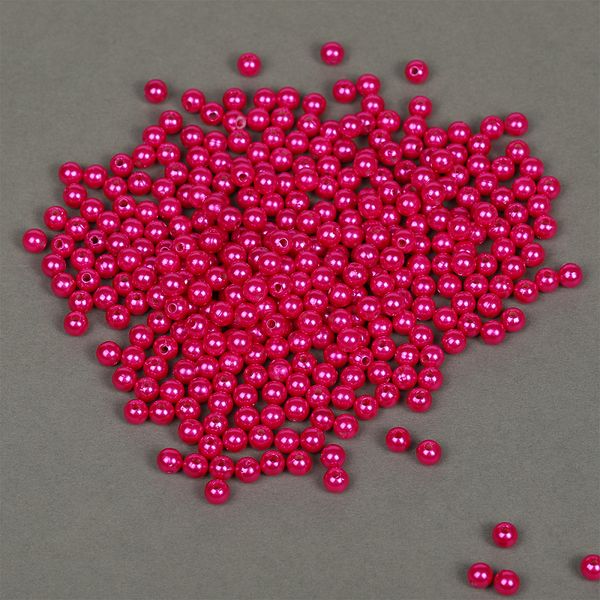 Бусины пластик (перламутр) ⌀6 мм, цв.014 малина, уп.500г (4838 шт), Magic4Hobby